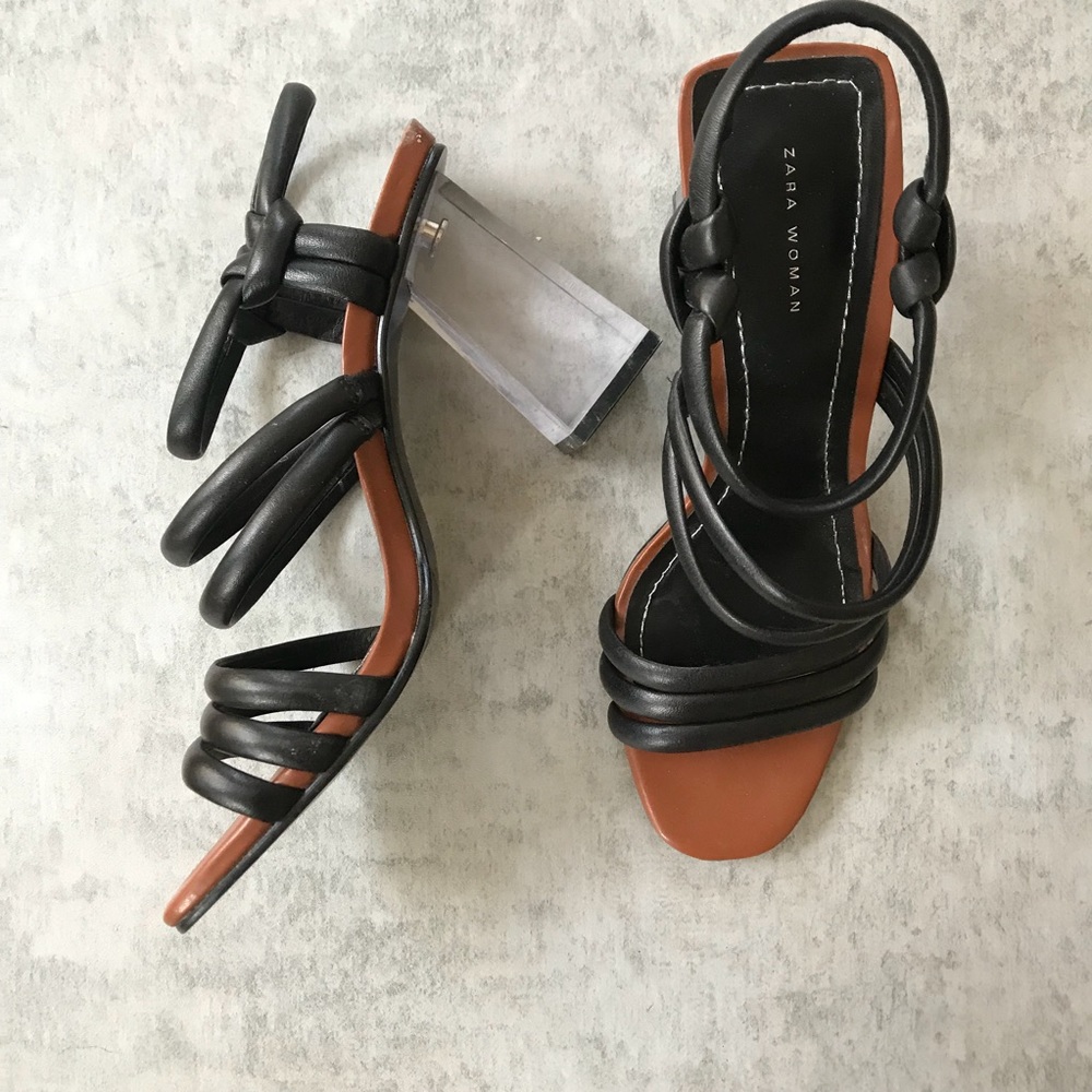 Zara sandal with acrylic block heel